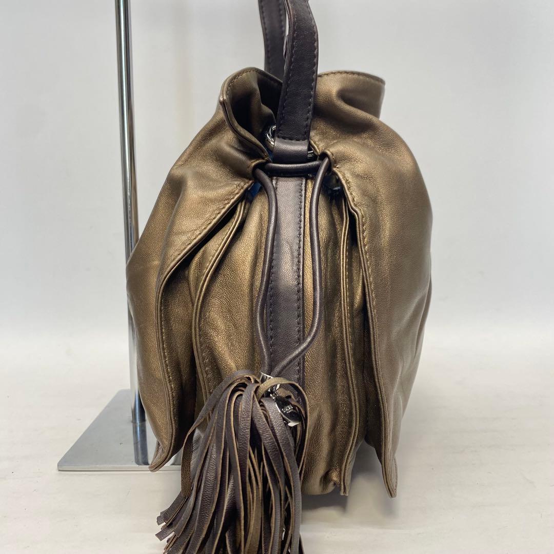 ロエベ フラメンコ ゴールド ショルダーバッグ メタリック タッセル