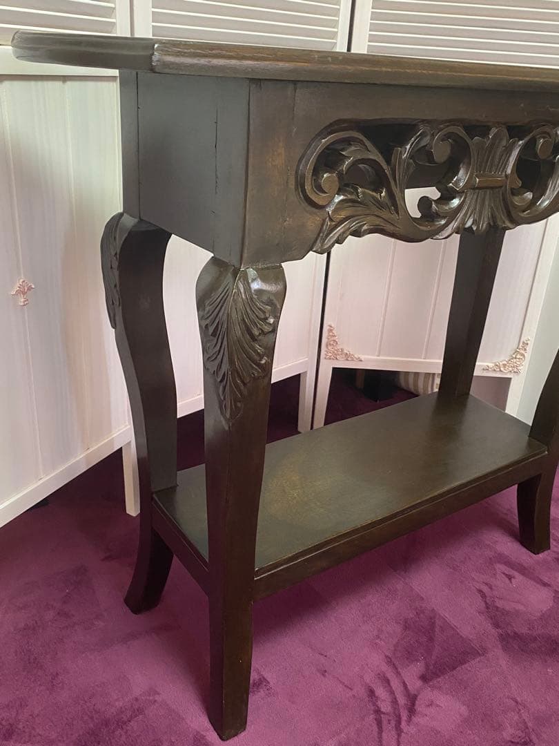 透かし彫♦️彫刻 猫脚 コンソールテーブル♦️コロニアル