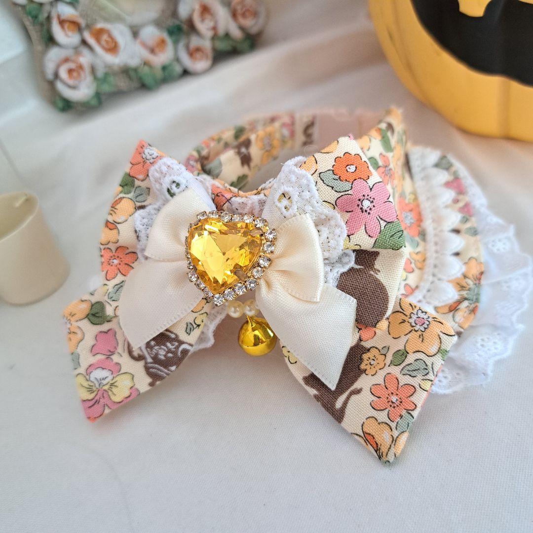 襟つき首輪、ハロウィン限定、スイートロリータ(パープル)わんちゃん猫