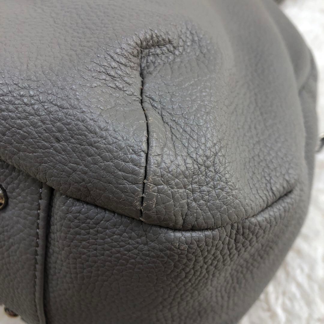 BEARDSLEY レザー ラウンドミディボストン バッグ トープ