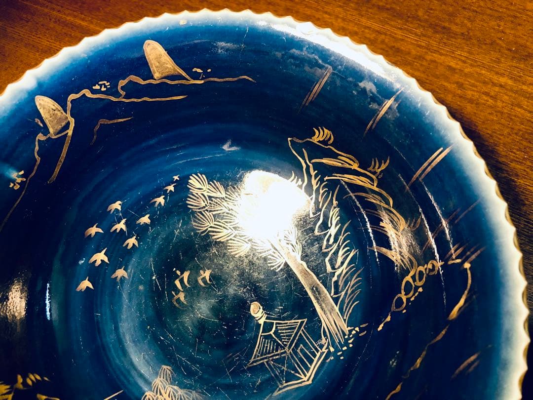 古伊万里　ルリ金彩三連鉢