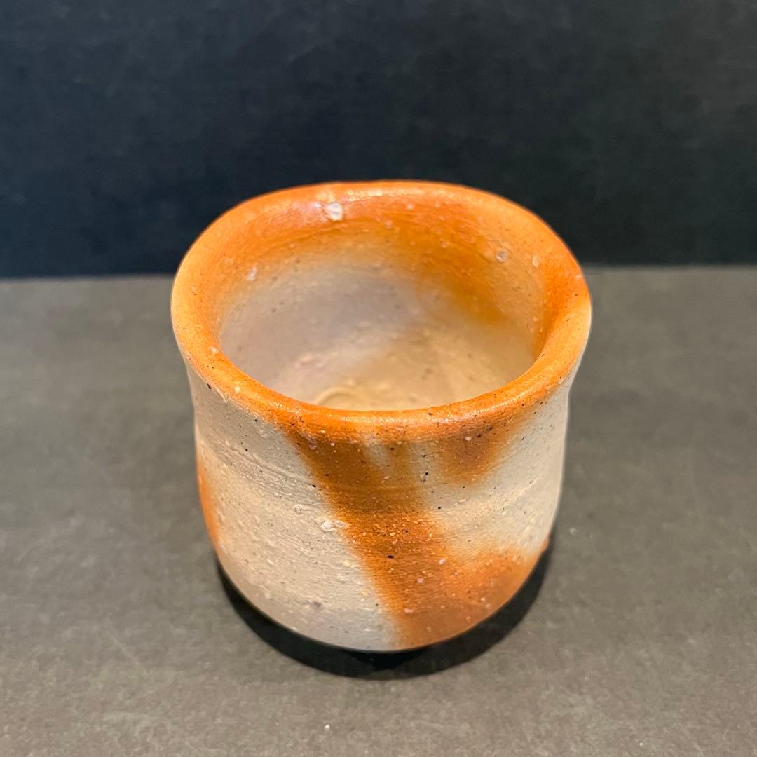 新品 人間国宝 伊勢崎淳 酒呑／陶歴共布共箱あり 緋襷 ぐい呑