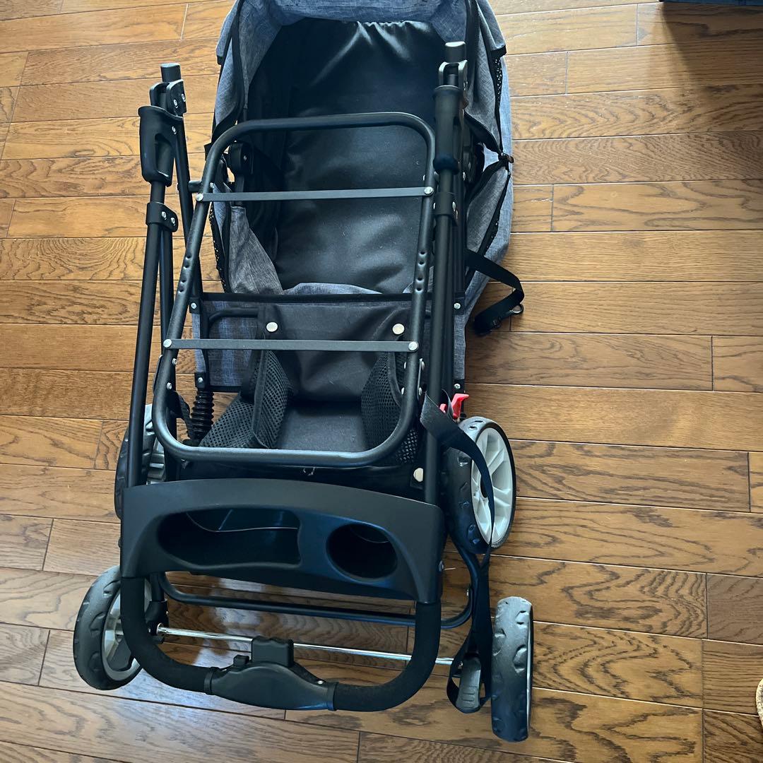 分離型ペットカート取り外し可能 ペット用ベビーカー グレー バギー