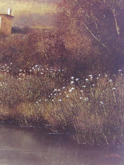 中司満夫　「水辺の家」、希少画集より、状態良好、新品高級額装付