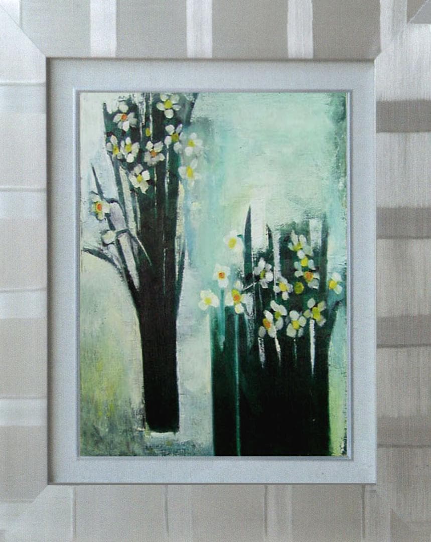 油絵 菅家令子 絵 絵画 インテリア 額付 (白) F6-182023 花