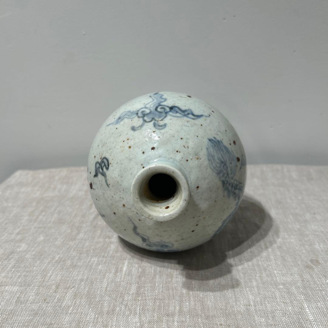 李朝登り竜美しい壺古美術品