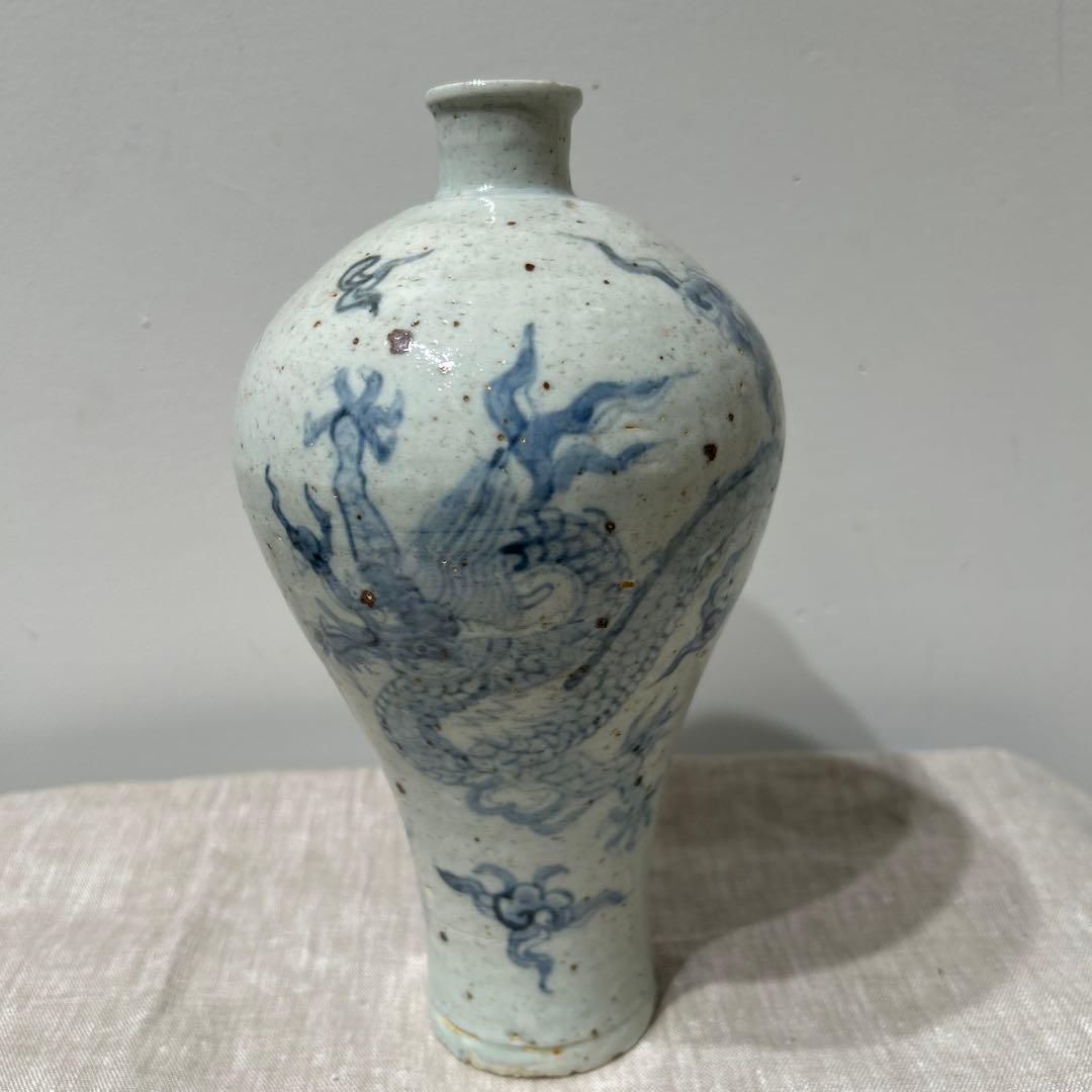 李朝 登り竜 美しい壺 古美術品