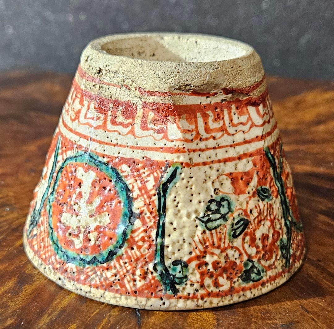 江戸後期　古犬山　犬山藩御庭焼　中国明朝　呉須赤絵写　三字草花図ぐい呑　煎茶碗