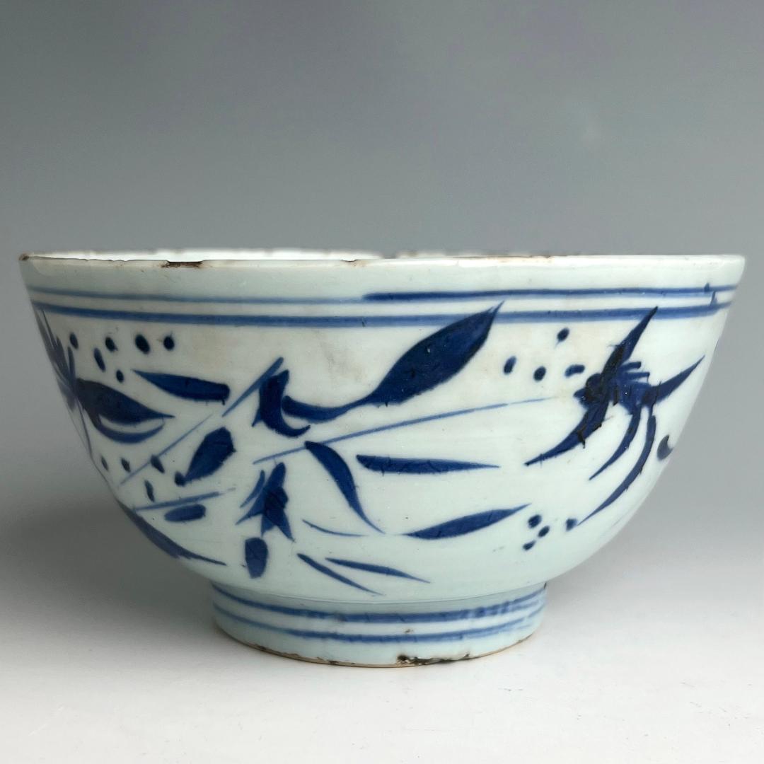 古染付 文章星菓子器 鉢 明時代 中国古玩 中国美術 唐物骨董 A850