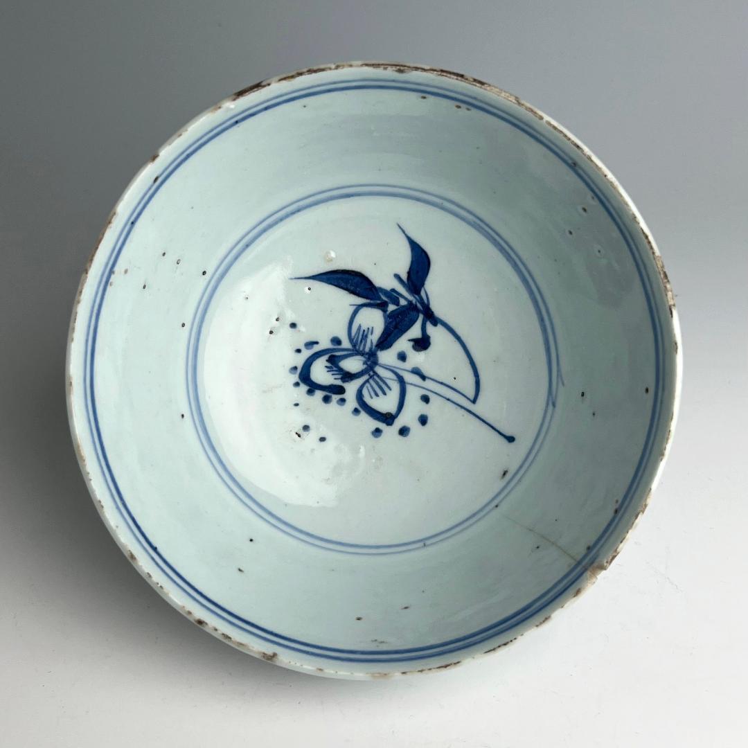 古染付 文章星菓子器 鉢 明時代 中国古玩 中国美術 唐物骨董 A850