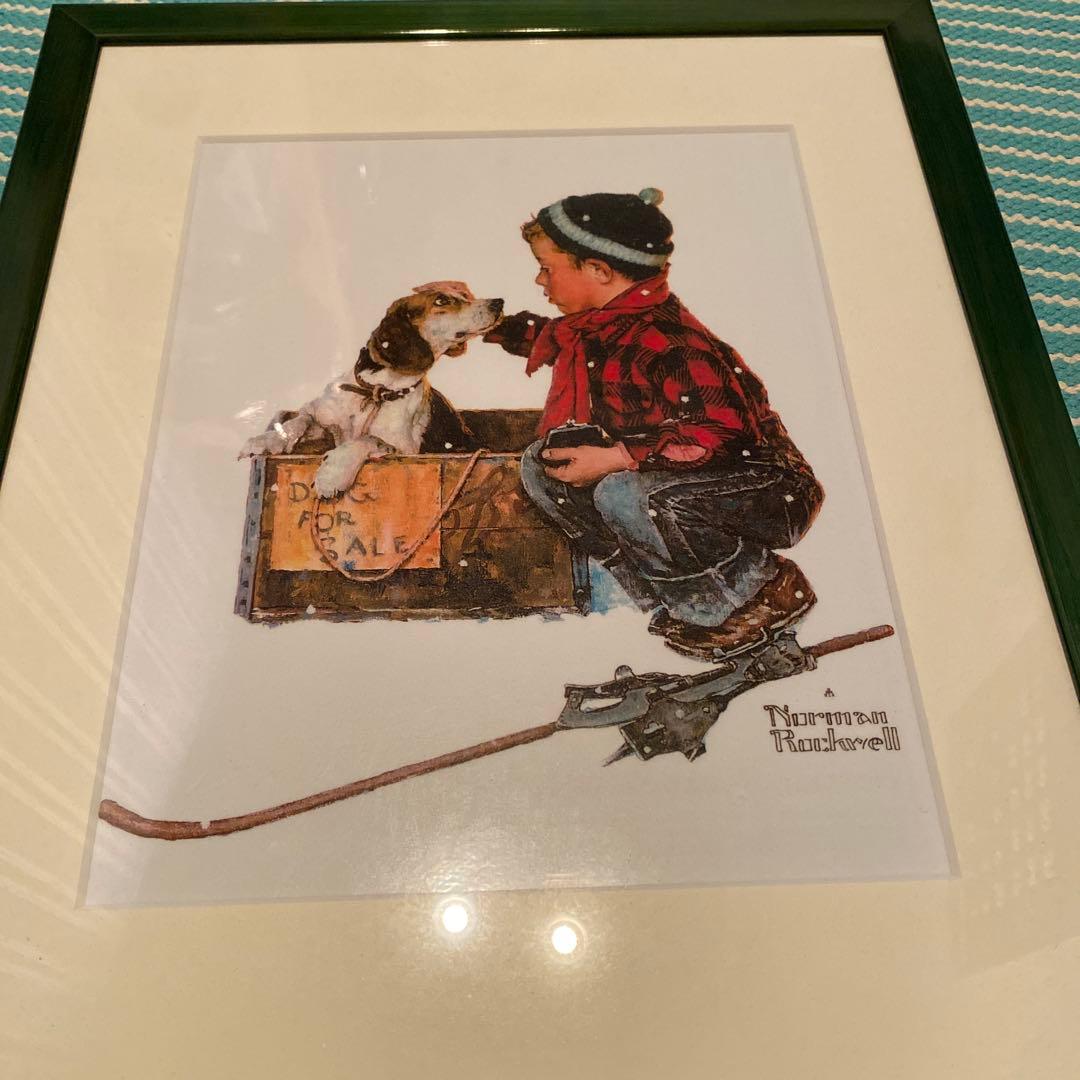 ノーマンロックウェル　額入りポスター　少年と犬