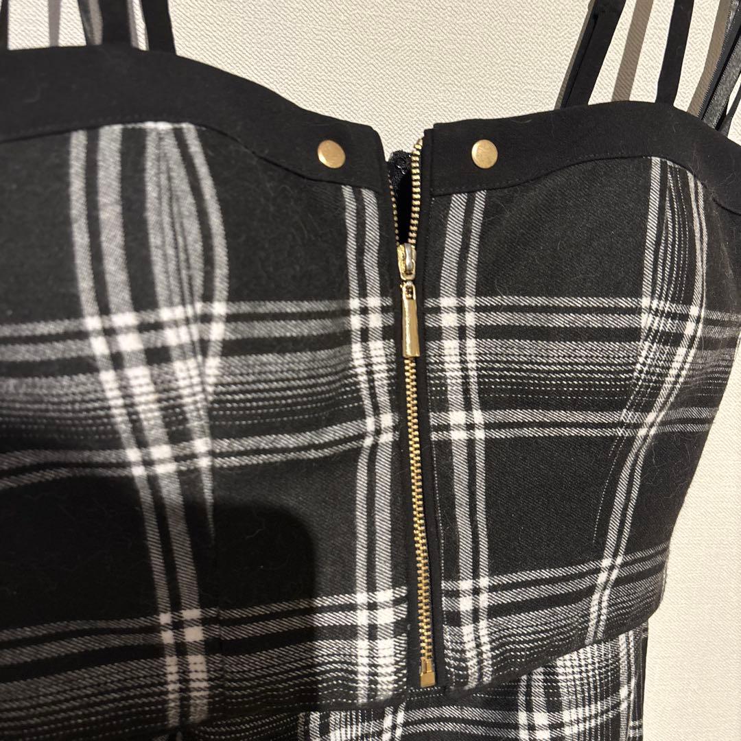 glossy チェック×レザーセットアップキャバドレス S