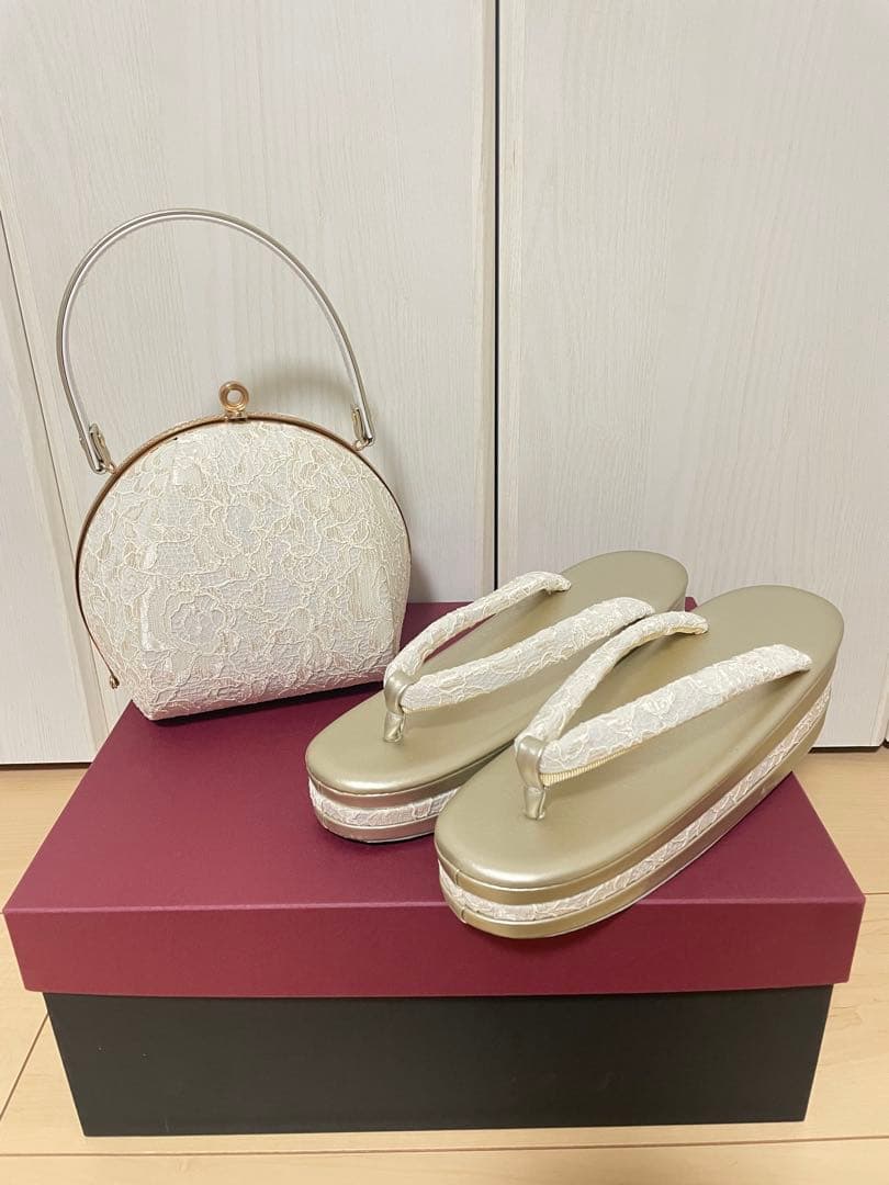 チョコ 和装 草履バッグセット レース 白 金 ゴールド ホワイト チョコ様専用 和装 草履バッグセット レース 白 金 ゴールド ホワイト