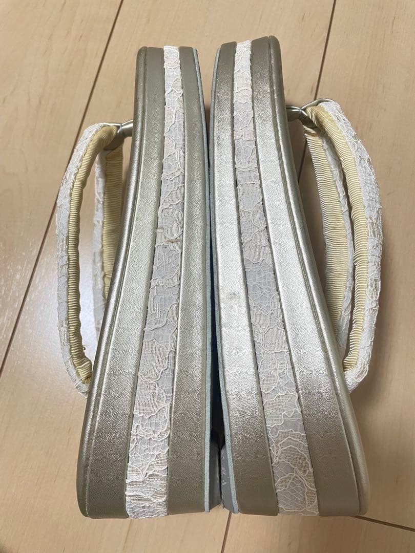 チョコ様専用 和装 草履バッグセット レース 白 金 ゴールド ホワイト