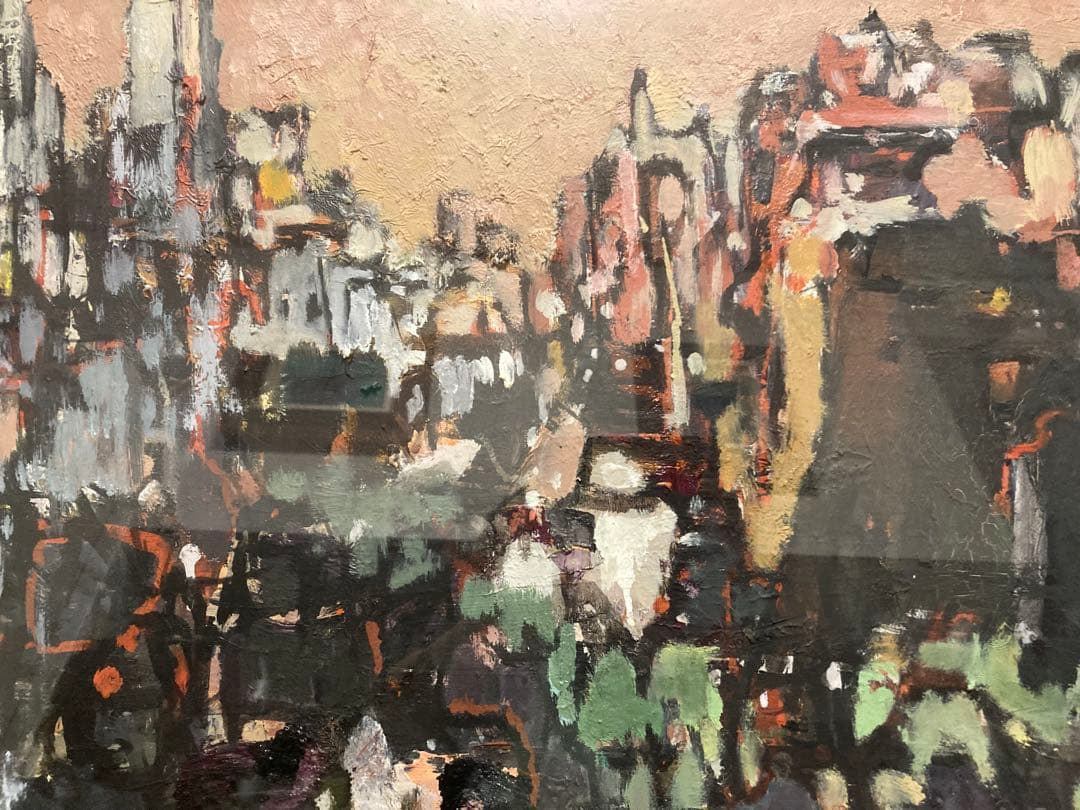 油彩画　肉筆　Gerard Cabus 作 VILLE(街) Ｐ１０号　サイン有