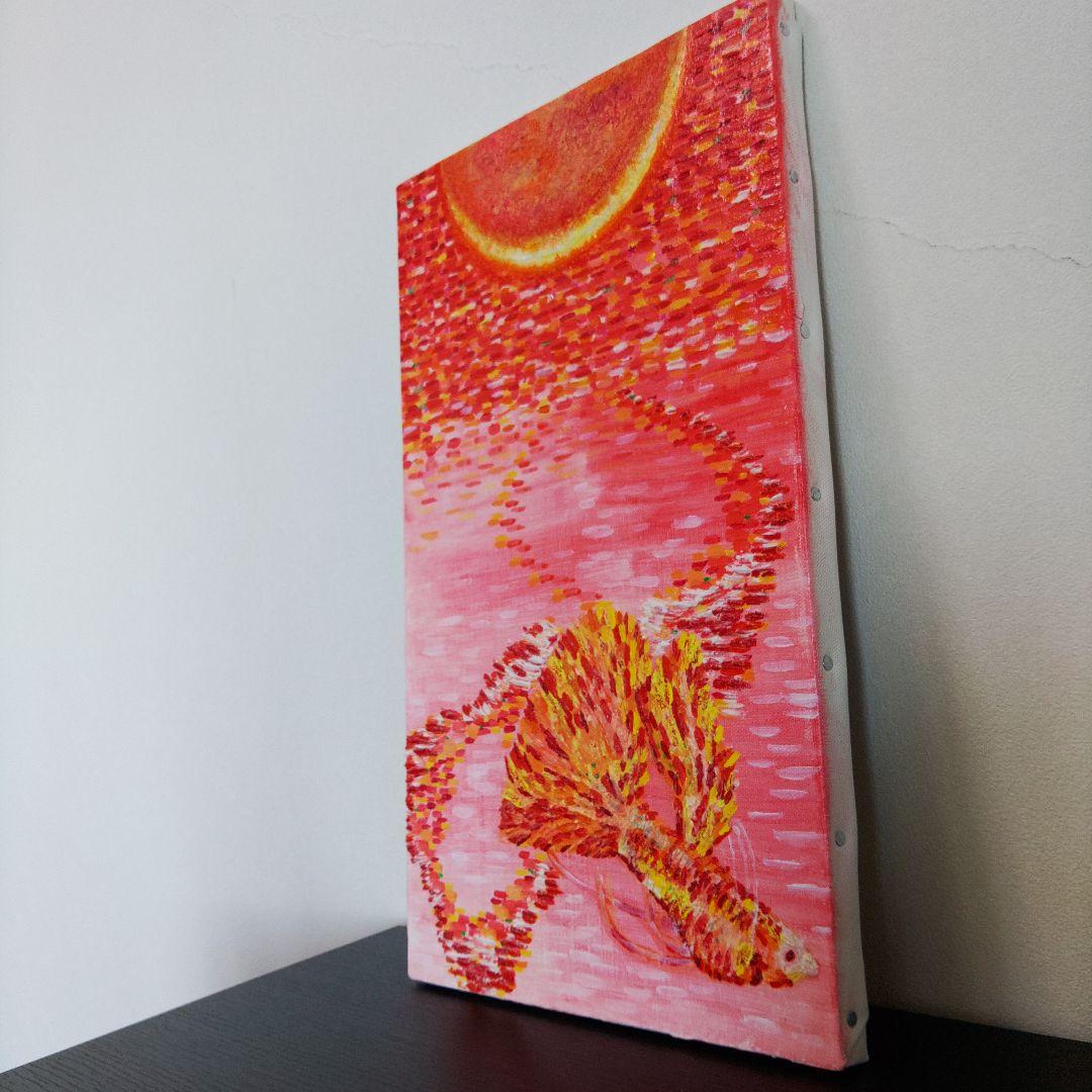 月と魚　アクリル絵画　一点もの