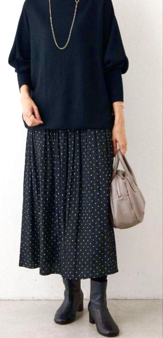 BEARDSLEY ドット柄 ロングスカート　キュロット　ブラック