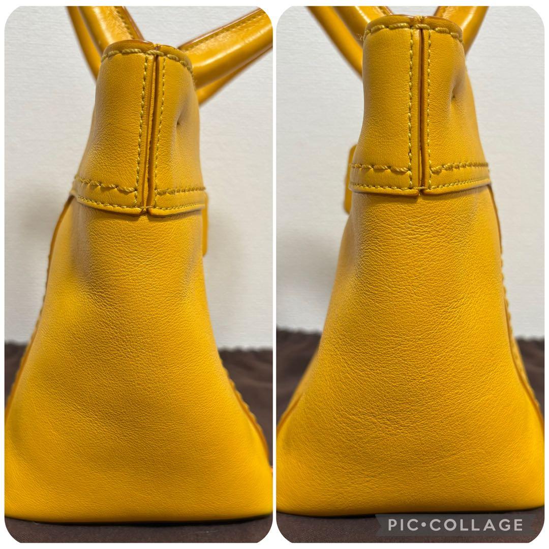 【美品】TOD'S トッズ ダブルTイエロー レザー ショルダーバッグ 2way