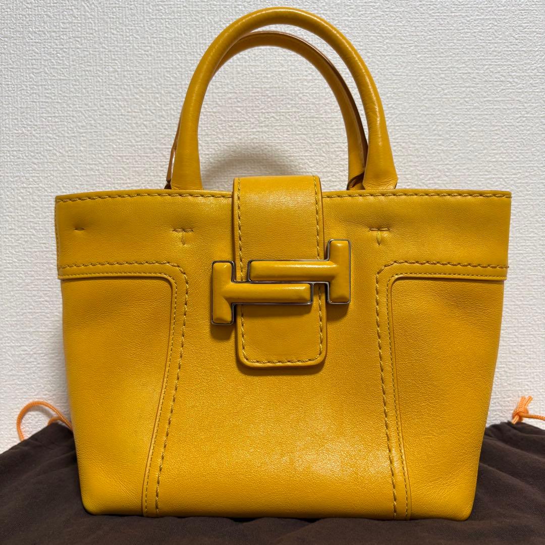 【美品】TOD'S トッズ ダブルTイエロー レザー ショルダーバッグ 2way