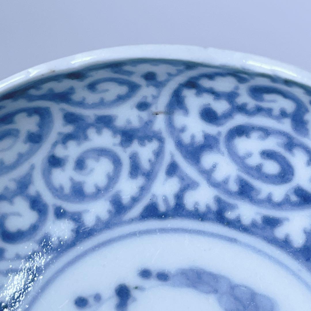 古伊万里　染付　逆蛸唐草　小皿　骨董