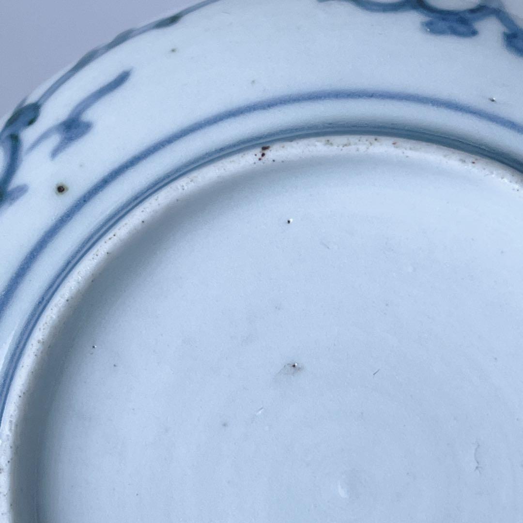 古伊万里　染付　逆蛸唐草　小皿　骨董