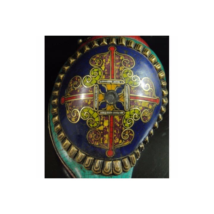 ◇チベット密教法具 法螺貝（シャンカ）羯磨（カツマ） M1