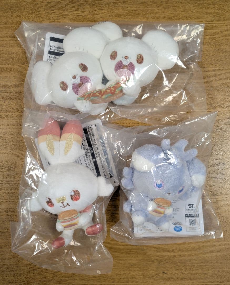 一番くじ　ポケピース　モクロー　ニャスパー　ワッカネズミ　ヒバニー　ぬいぐるみ