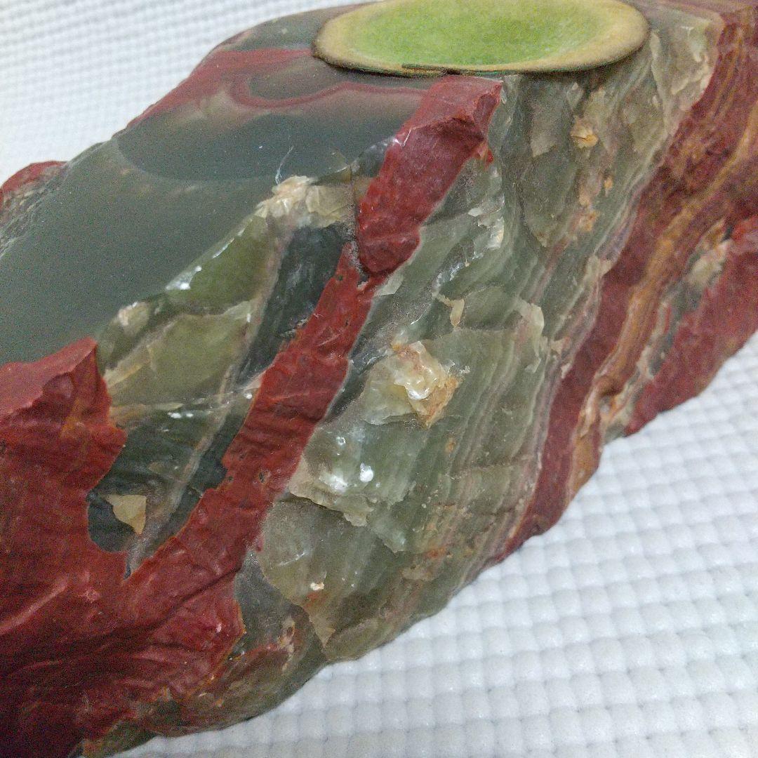 まるで惑星 4.2kg 碧玉? 赤/緑/黄の縞模様が美しい観賞石31cm