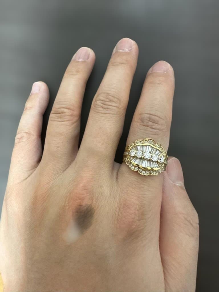 【1月限定特価】K18ダイヤリングミラーカット1.72ct