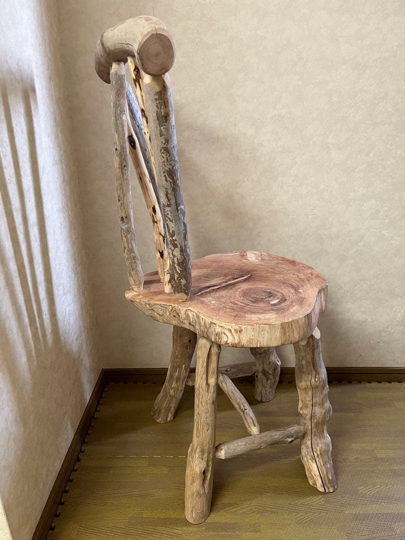 流木の椅子花台スツール流木インテリアディスプレイ台丸太輪