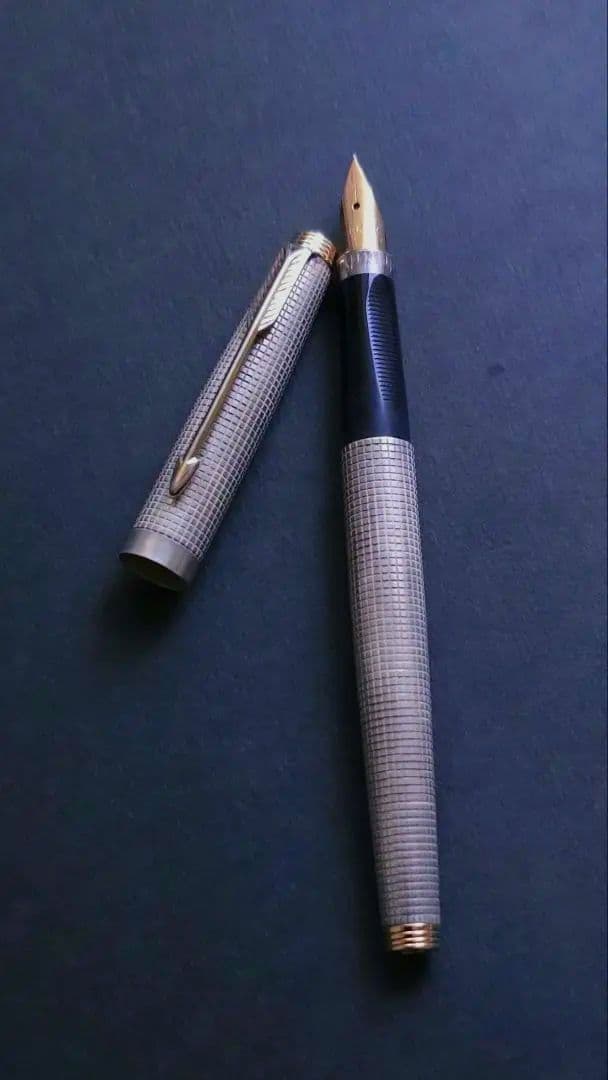 パーカー 75 シズレ 万年筆 M 中字 スターリングシルバー 超音波洗浄済