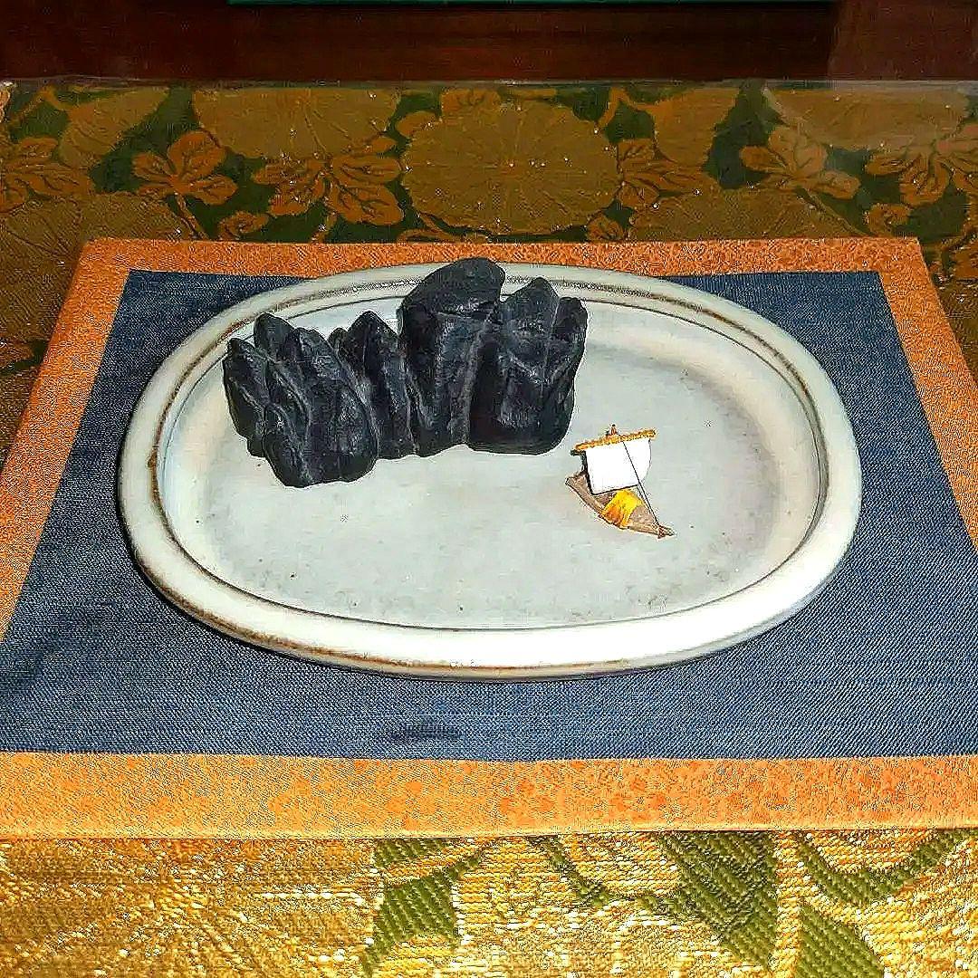 最終価格 盆栽 盆石 水盤 添配 静岳石 水盤 添配 3点セット