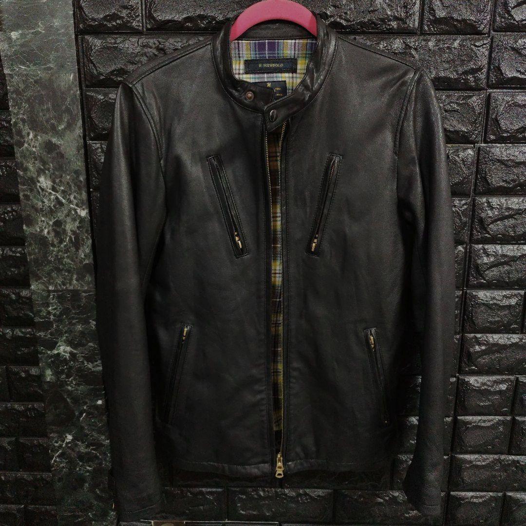 超美品 R.NEWBOLD 黒ゴートレザー（山羊革）シングルライダースジャケット