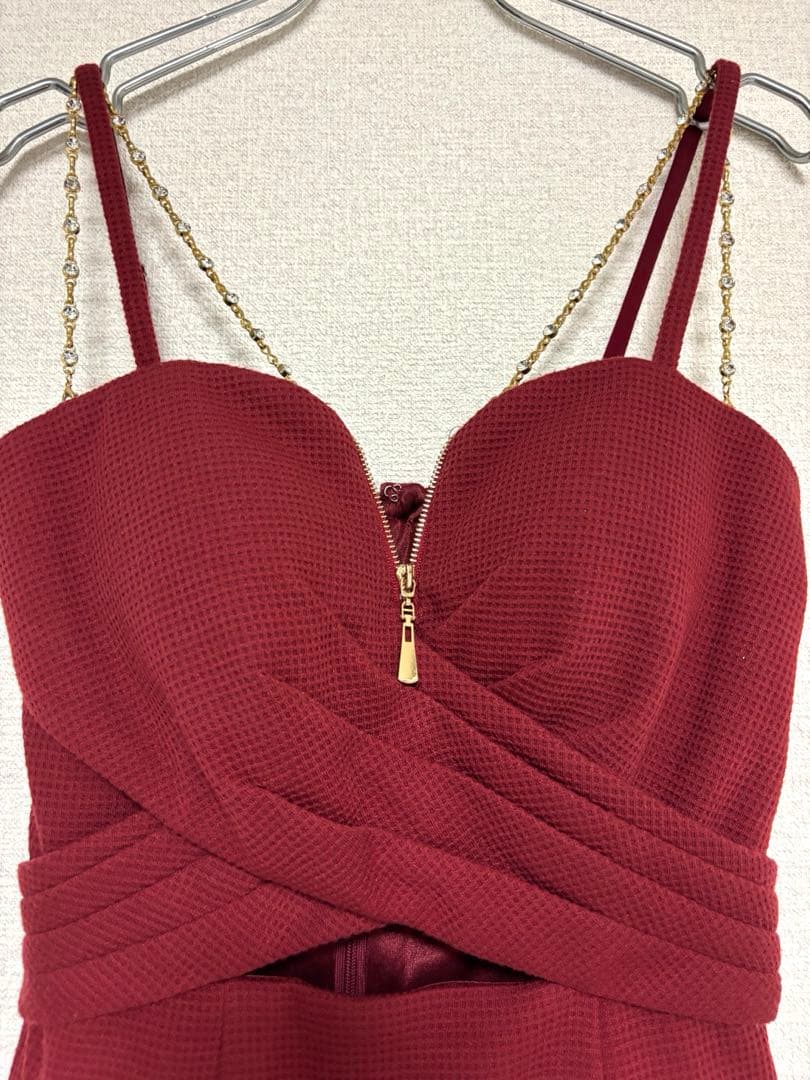 IRMAイルマ ビジューチェーン レッド ミニドレス キャバドレス