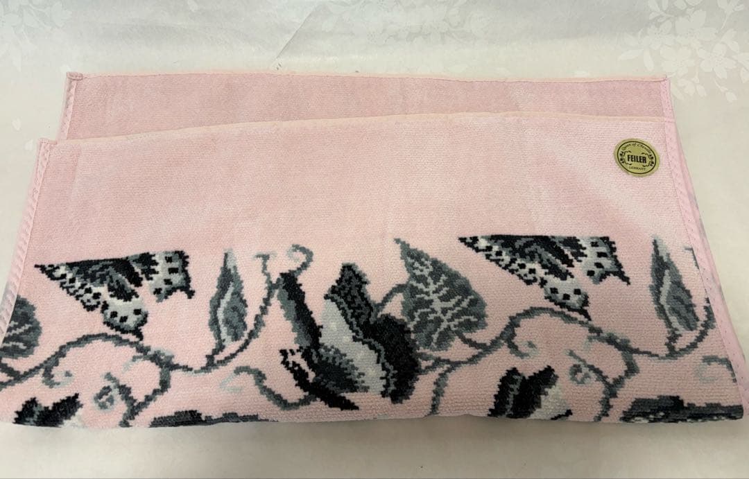 新品】フェイラー蝶々ボタニカル柄 ピンクブランケット 大判バスタオル