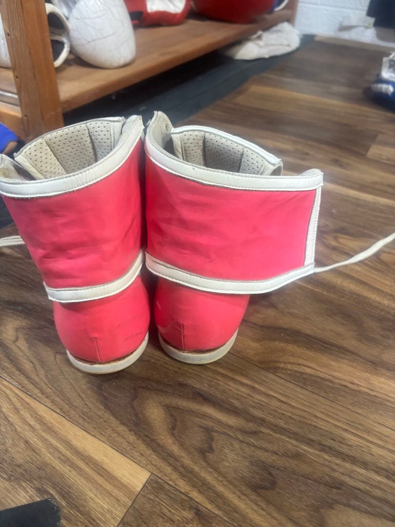 Mizuno ボクシングシューズ ホワイト/ピンク エナメル 武道・格闘技