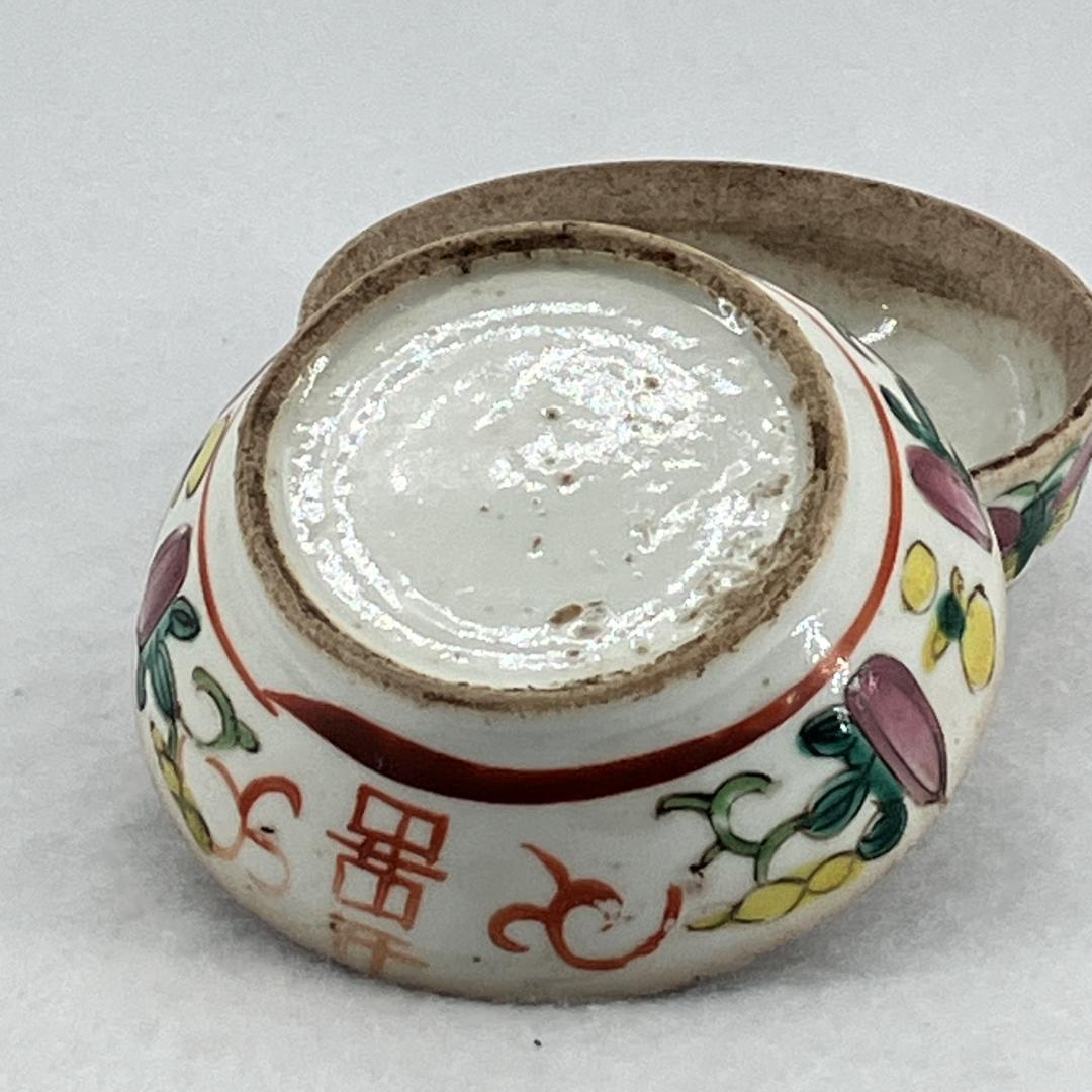 時代物　清朝　粉彩人物図　香合　香道具　茶道具　中国美術　骨董