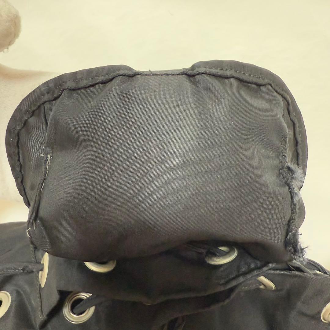 【美品】プラダ リュック バックパック 巾着バッグ ナイロン 三角プレート 黒