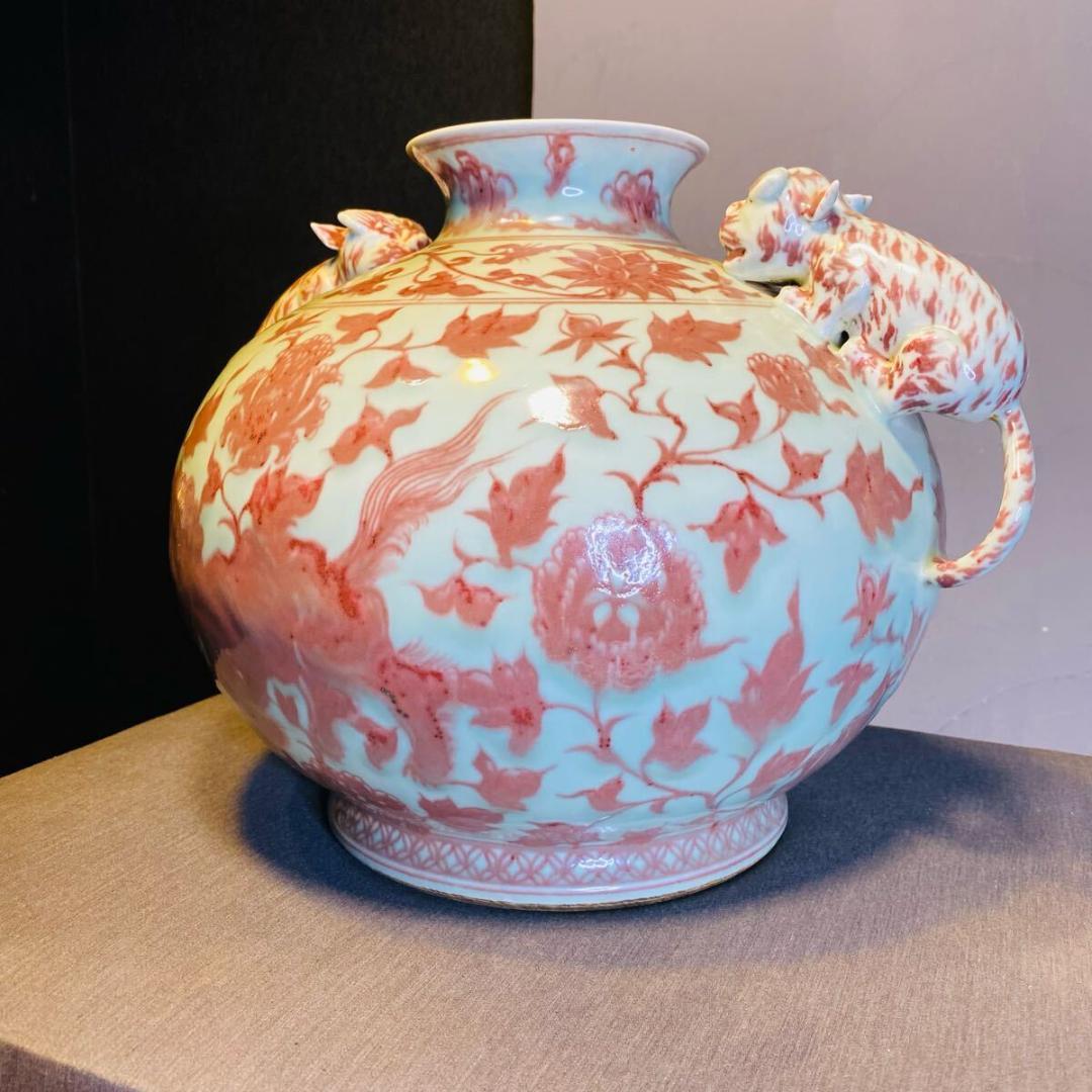 Q1060 壺 花瓶 清朝時代 年代物 中国 アンティーク 花器 花入 古美術の