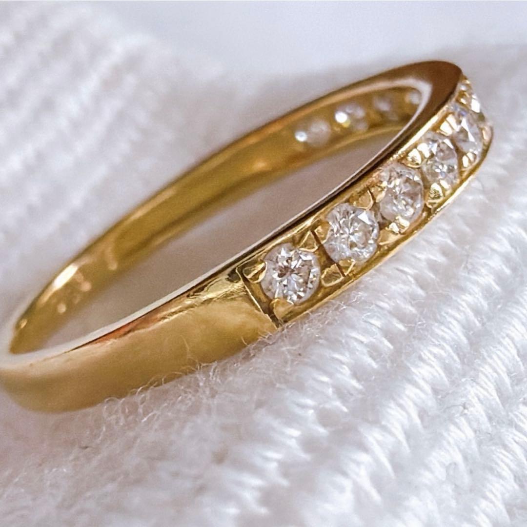 【E7265】 K18 天然ダイヤモンド 0.30ct ハーフエタニティ 13号
