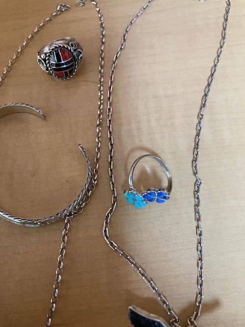 インディアンジュエリー シルバー リング バングル ネックレス インレイ