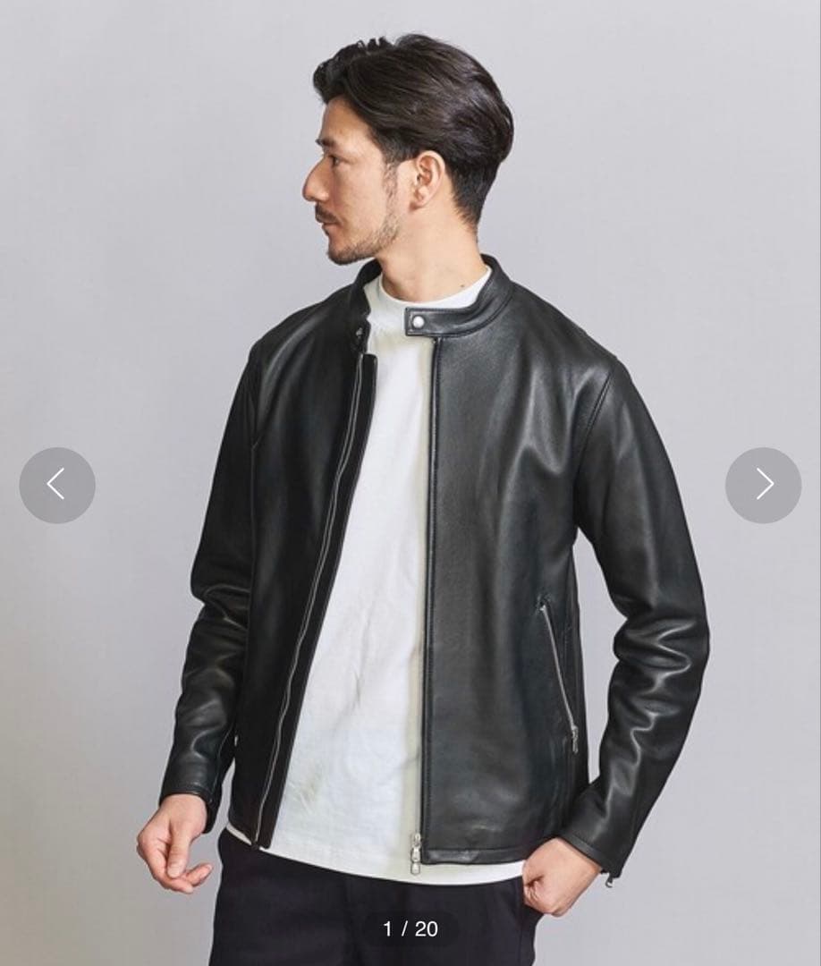 UNITED ARROWS ラムレザー シングルライダースジャケット 黒 L