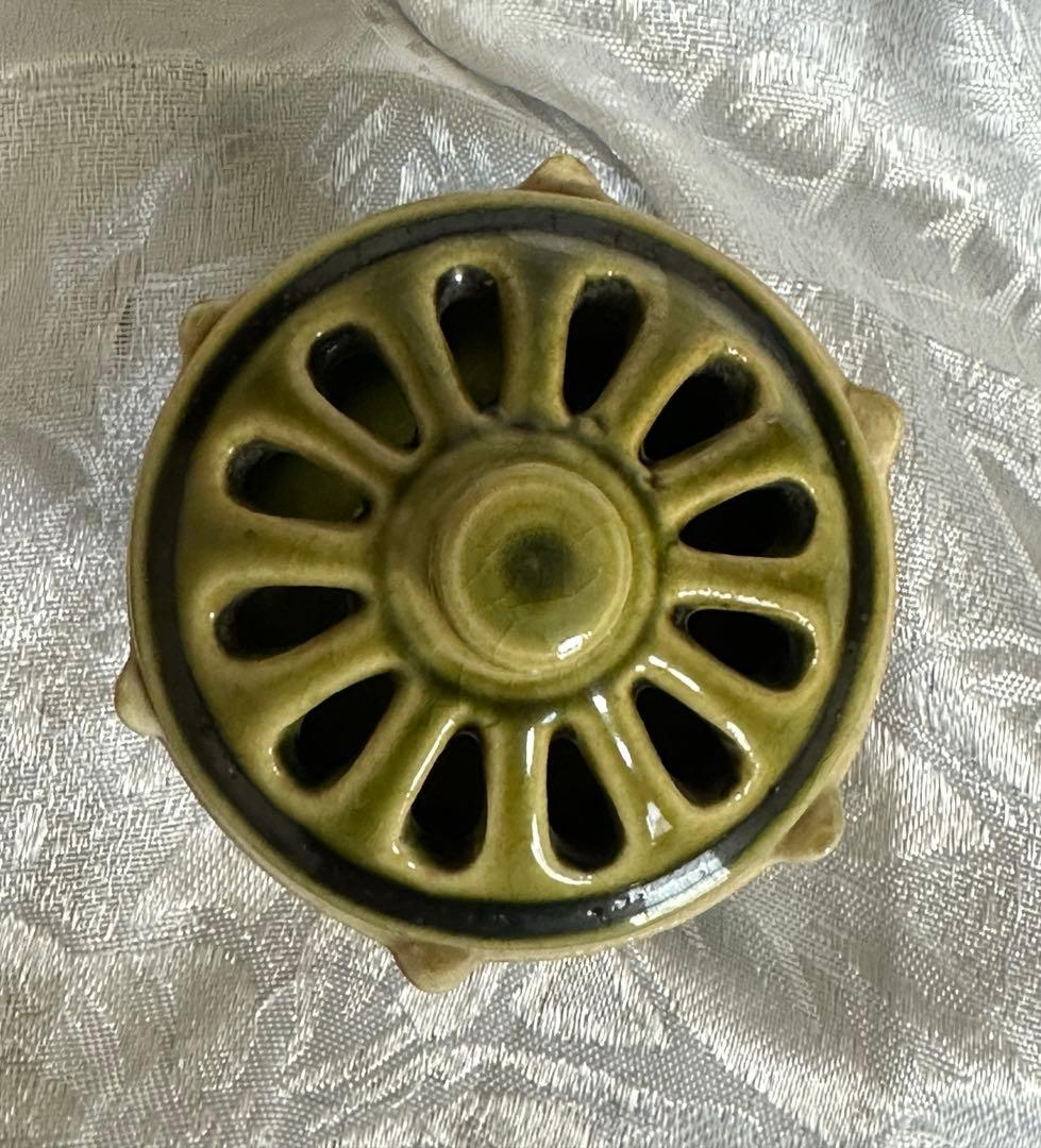 織部焼　香炉　蓋置　落款あり