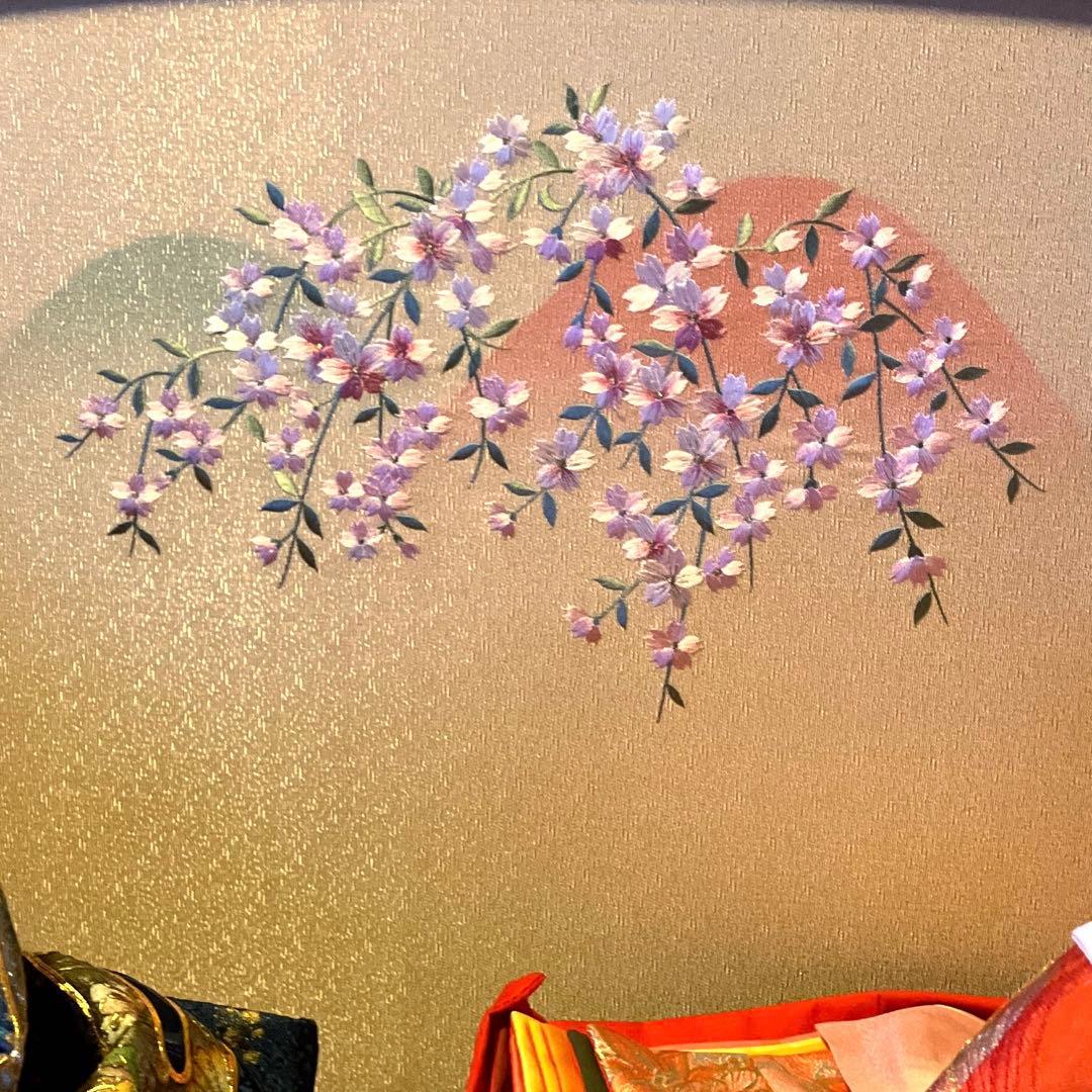 御京雛④平安春峰作　雛人形　三段飾り　お雛様　京都西陣織り　ひな人形3段　桜刺繍