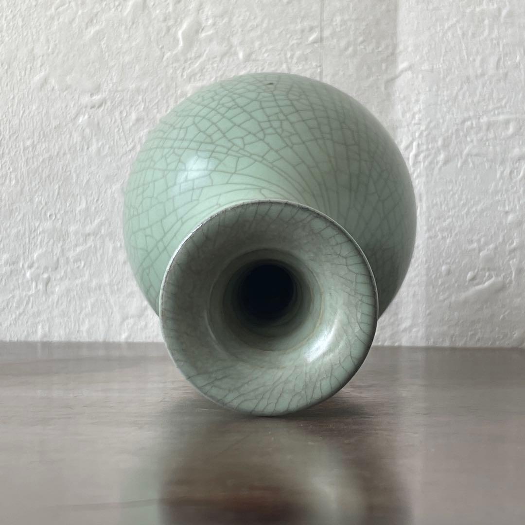 中島ブルーの傑作　人間国宝　中島宏　青磁　花入　共箱　花器　花瓶　壷　青瓷