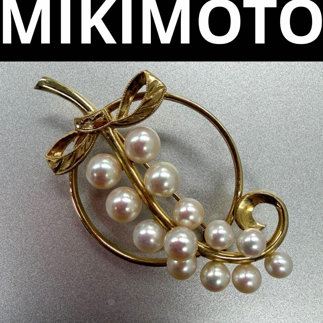 MIKIMOTO K14 アコヤパール4.0-5.5mm 葡萄リボン ブローチ - メルカリ