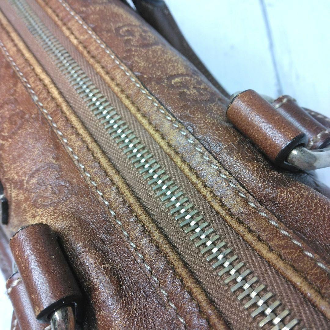 GUCCI ミニボストン　シマ　GGロゴ オールレザー　希少　総柄　493075