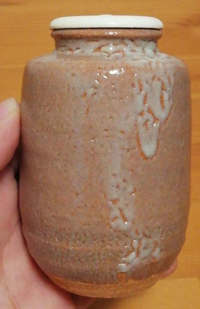 鶴田純久作 唐津焼 絵唐津 茶入 共箱 仕服付 茶道具