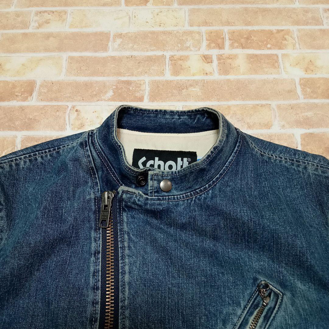 SCHOTT ショット デニム ライダースジャケット 古着 ダメージ加工