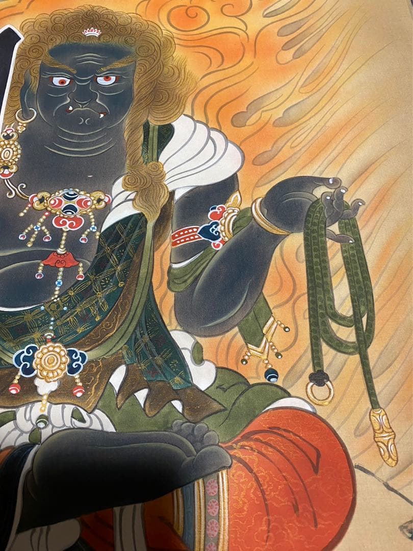 掛軸 魁山 不動明王 絹本 共箱 No.1